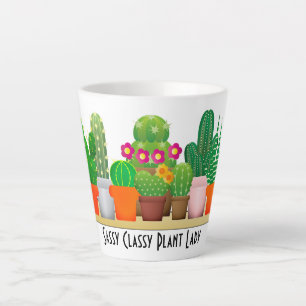 Caneca De Café Latte Dama de Cacto Sassy e Sofisticado Aquarela