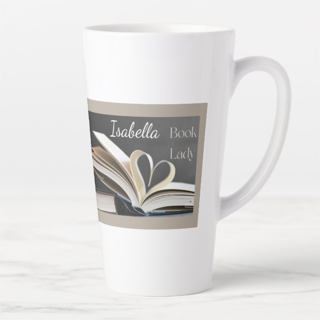 Caneca De Café Latte Dama do Livro, Presente Personalizado para Hobby d (Direita)
