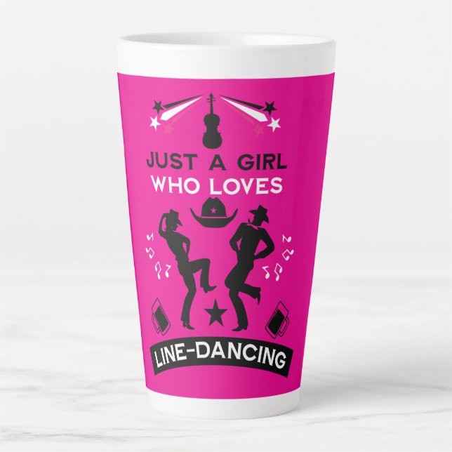 Caneca De Café Latte Dança por linha de música country (Frente)