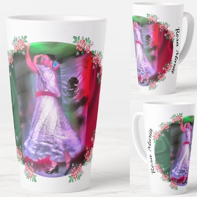 Caneca De Café Latte Dançarina mexicana 0175 (Criador carregado)