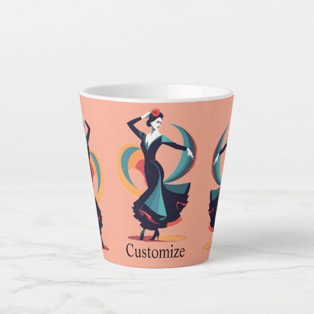 Caneca De Café Latte Dançarino do Flamenco Thunder_Cove (Frente)