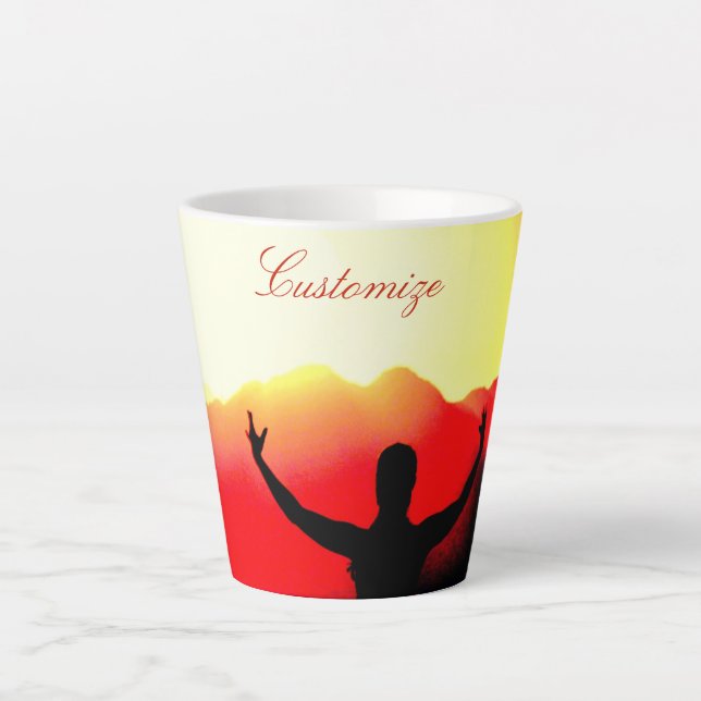 Caneca De Café Latte Dançarino Saudando o Furo do Sol (Frente)
