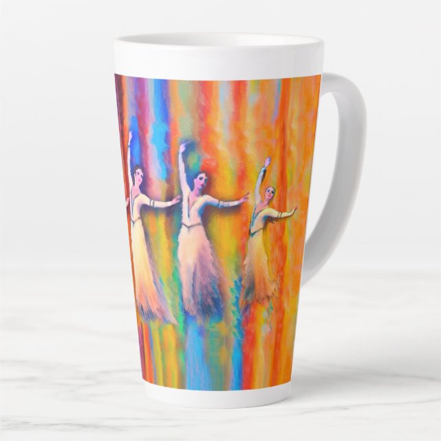 Caneca De Café Latte Dançarinos Coloridos Latte Mug (Ângulo direito)
