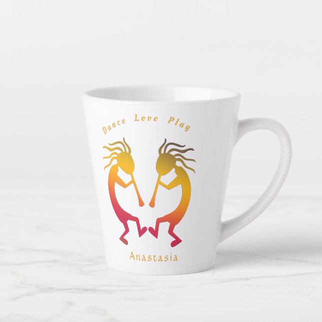 Caneca De Café Latte Dance Love Play Aproveite a vida (Direita)