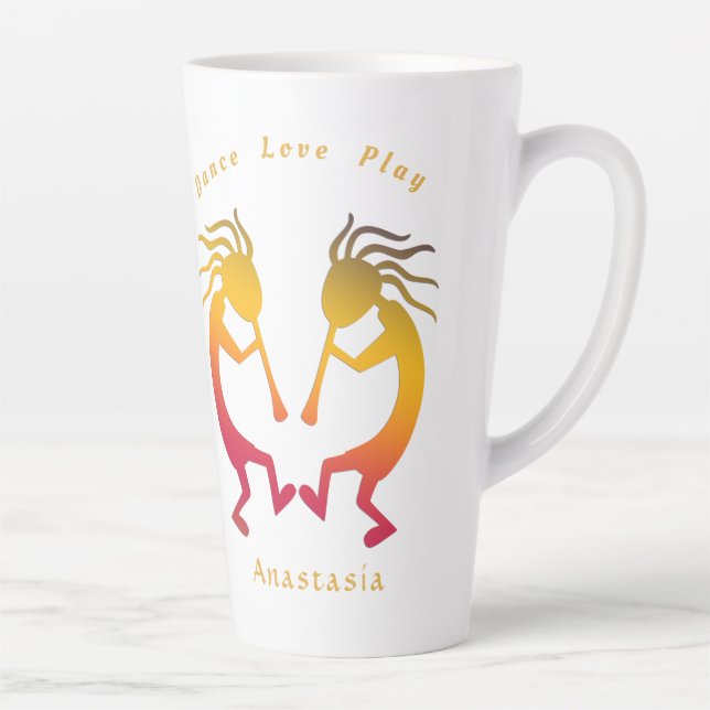 Caneca De Café Latte Dance Love Play Aproveite a vida (Direita)