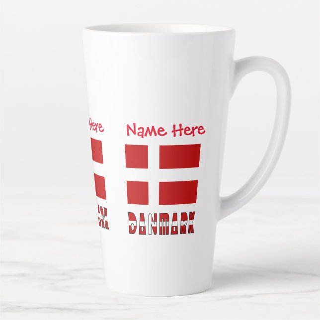 Caneca De Café Latte Danmark Dannebrog Red Personalization (Direita)