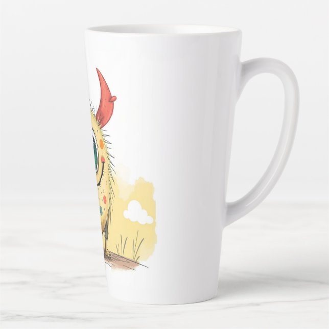 Caneca De Café Latte „Das fröhliche Punkti-Monster“   (Direita)