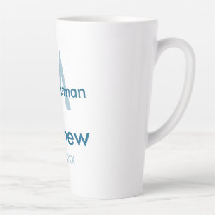Caneca De Café Latte data de letra do nome do padrinho de casamento azu