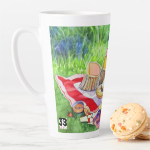 Caneca De Café Latte Data do Picnic de Watercolor