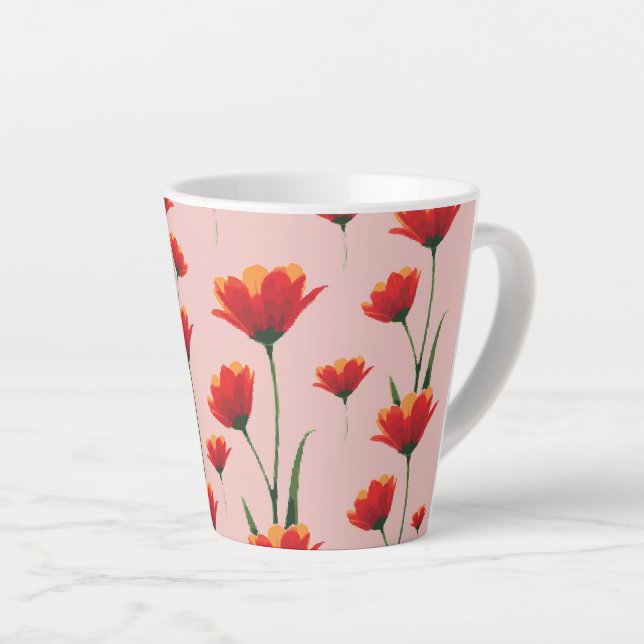 Caneca De Café Latte Dawnfire Poppies (Ângulo direito)