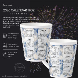 Caneca de Café Latte de 12 oz com Calendário Perso