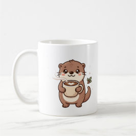 Caneca de Café Latte de Lontra Fofa Personagem Kaw