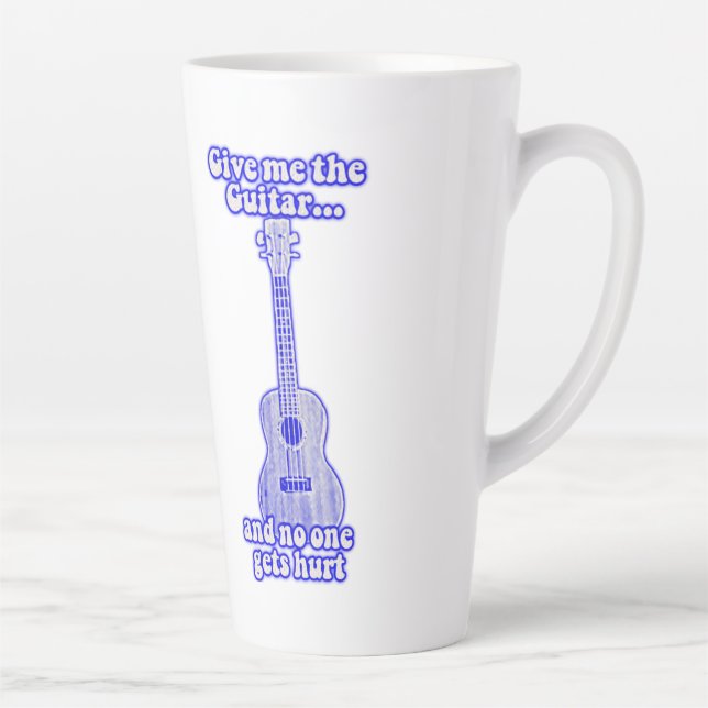 Caneca De Café Latte Dê-me o violão e ninguém se machuca. (Direita)
