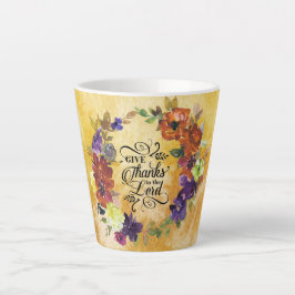Caneca De Café Latte Dê Obrigados ao Senhor, Ação de Graças