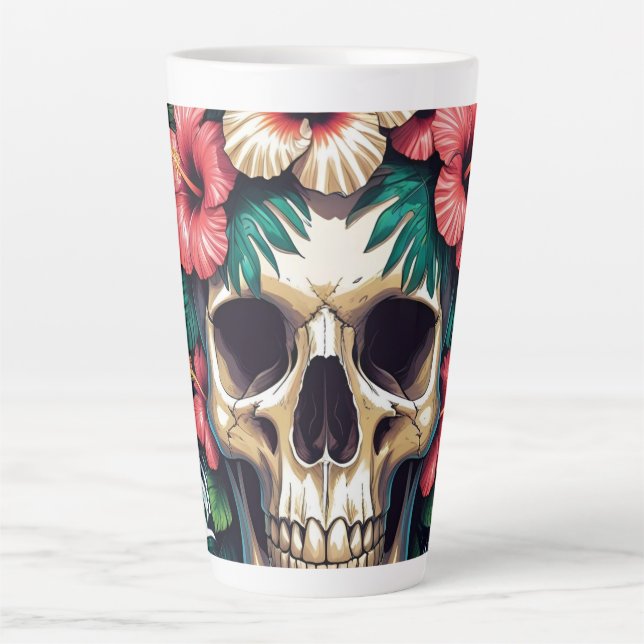Caneca De Café Latte Decadência Tropical: Bloom e Osso (Frente)