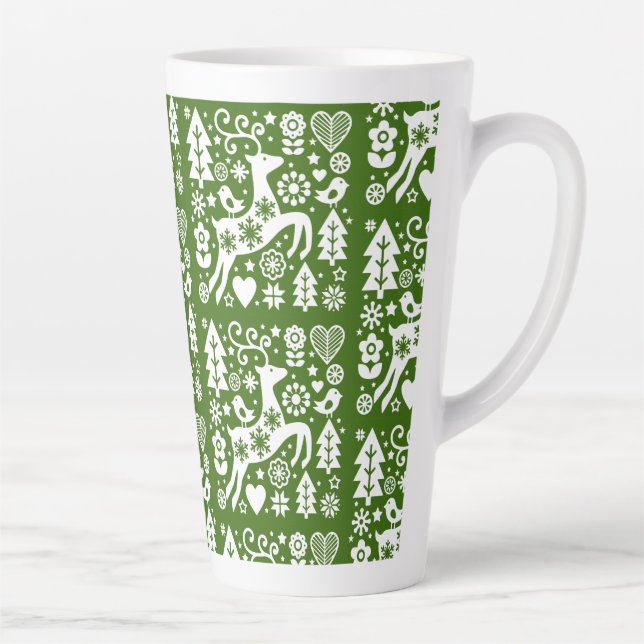 Caneca De Café Latte Decor de Natal Nórdico Tradicional (Direita)
