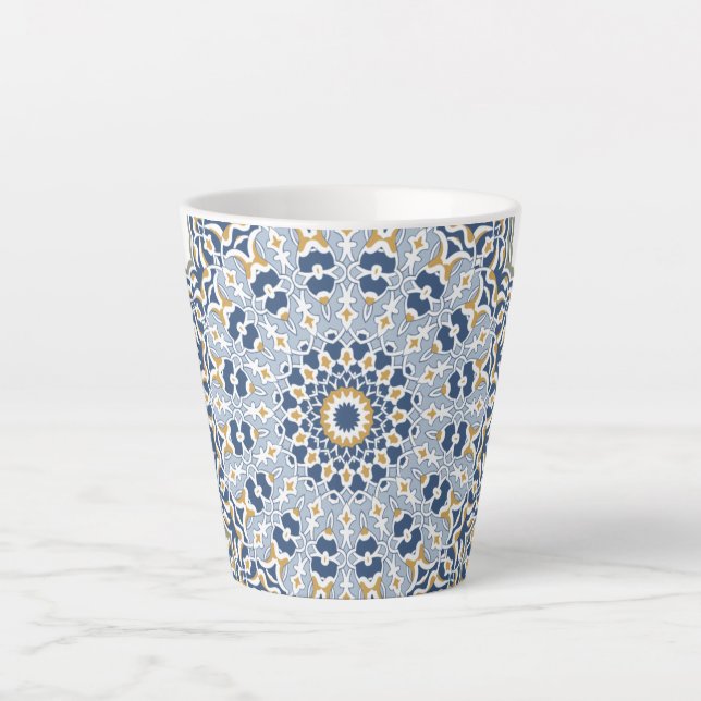 Caneca De Café Latte Decoração Árabe Persa Oriental Turca Arabesco (Frente)