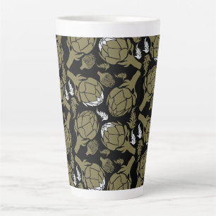 Caneca De Café Latte Decoração Artística de Alcachofra em Ouro Botânico