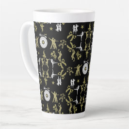 Caneca De Café Latte Decoração de Casa com Padrão de Dançarino de Ouro