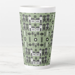 Caneca De Café Latte Decoração de Casa Escandinava Verde Salvia