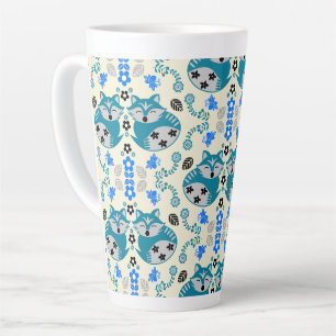 Caneca De Café Latte Decoração de Impressão de Raposa de Arte Folclóric