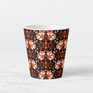 Caneca De Café Latte Decoração de Impressão de Raposa de Arte Folclóric