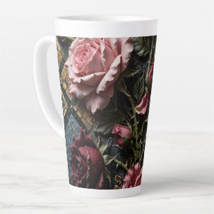 Caneca De Café Latte Decoração Floral de Luxo