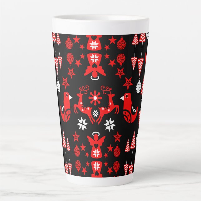 Caneca De Café Latte Decoração sazonal de casa escandinava (Frente)