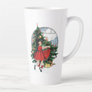 Caneca De Café Latte Decorações de árvore de Natal Vintage menina de na
