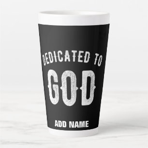 CANECA DE CAFÉ LATTE DEDICADO A DEUS TEXTO BRANCO LEGAL PERSONALIZÁVEL