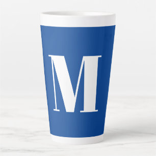Caneca De Café Latte Deep Blue - Letra inicial Monograma Na moda modern