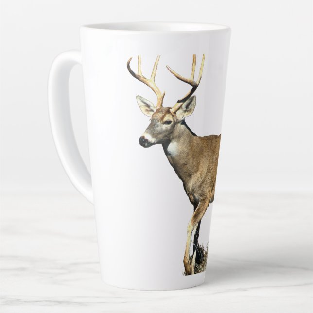 Caneca De Café Latte Deer Buck Branco (Ângulo esquerdo)