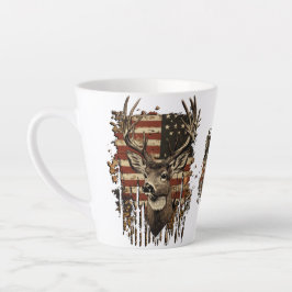 Caneca De Café Latte Deer, Buck Season USA Flag