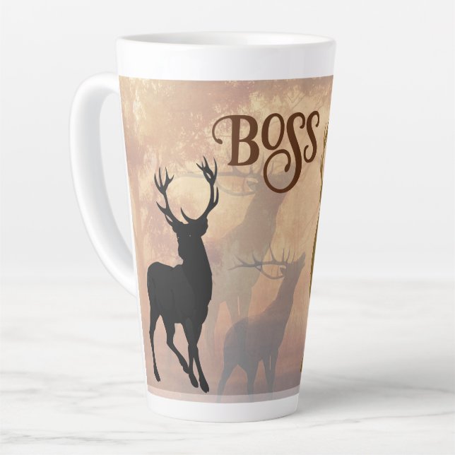 Caneca De Café Latte Deer Hunter Antlers Nome Modelo Mug (Ângulo esquerdo)