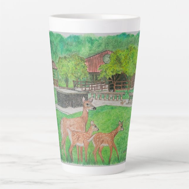 Caneca De Café Latte Deer no Humiston Woods (Frente)