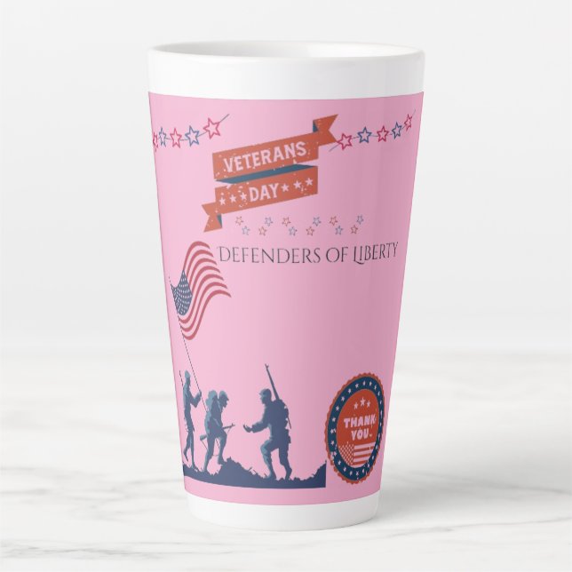 Caneca De Café Latte Defensores da Liberdade rosa (Frente)