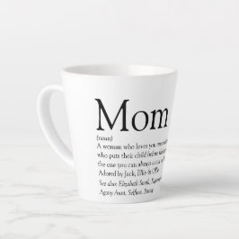 Caneca De Café Latte Definição de Mãe Citação Preto e Branco