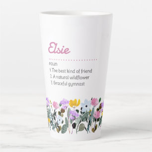 Caneca De Café Latte Definição de Nome com Borda de Flor Silvestre Simp