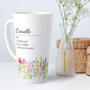 Caneca De Café Latte Definição de Nome de Flor Silvestre Bonita Flor Si