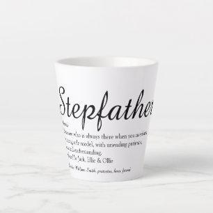 Caneca De Café Latte Definição de Padrasto Letra Chic Divertida