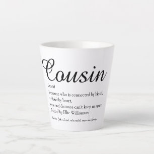 Caneca De Café Latte Definição de Primo com Letra Elegante em Preto e B