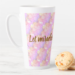 Caneca De Café Latte Deixem Milagres Acontecerem Conosco - Floral Inspi