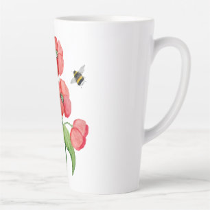 Caneca De Café Latte Delicar as flores e os espécimes do gênero Bombus