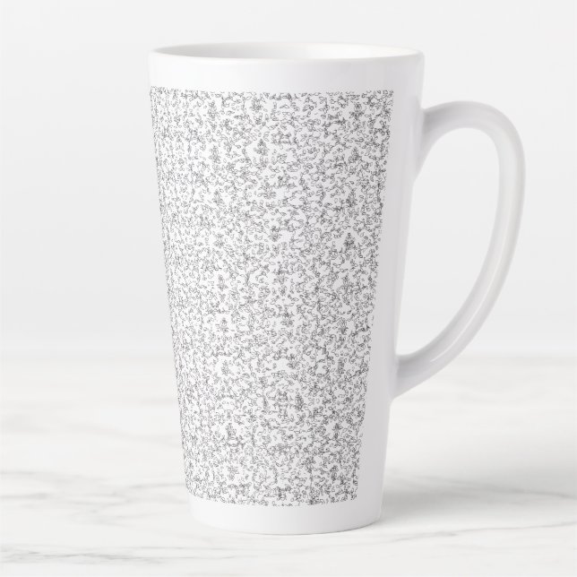 Caneca De Café Latte Delicar, repetindo padrão floral de cinzas leves e (Direita)
