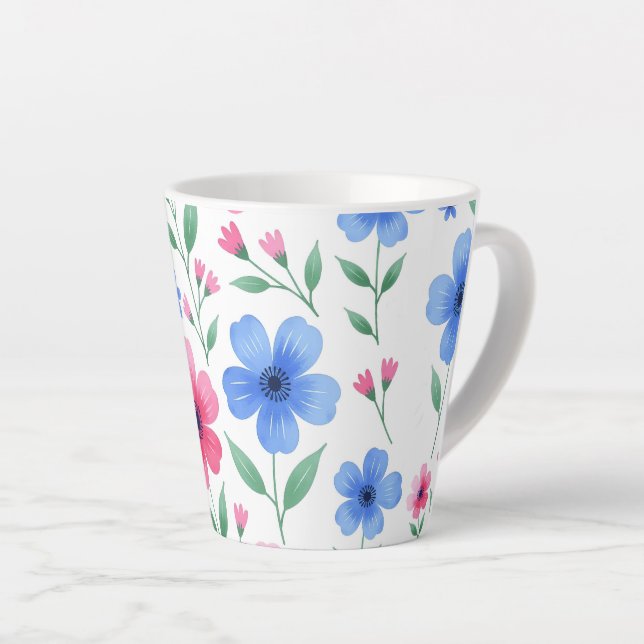 Caneca De Café Latte Delícia de Flor de Água de Rosa (Ângulo direito)