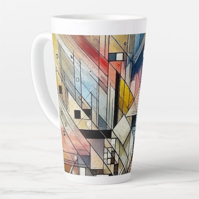 Caneca De Café Latte Delícia Geométrica (Ângulo esquerdo)