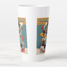 Caneca De Café Latte Demasiado Trabalho - Design de Sátira Retrofeminis