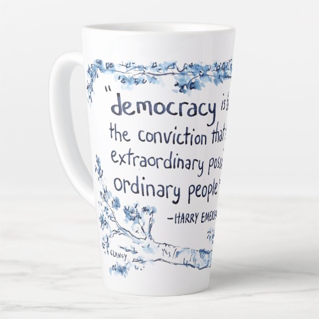 Caneca De Café Latte Democracy For People latte mug (Ângulo esquerdo)