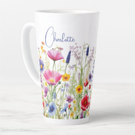 Caneca De Café Latte Denominação Personalizada Floral Colorida de Flor 