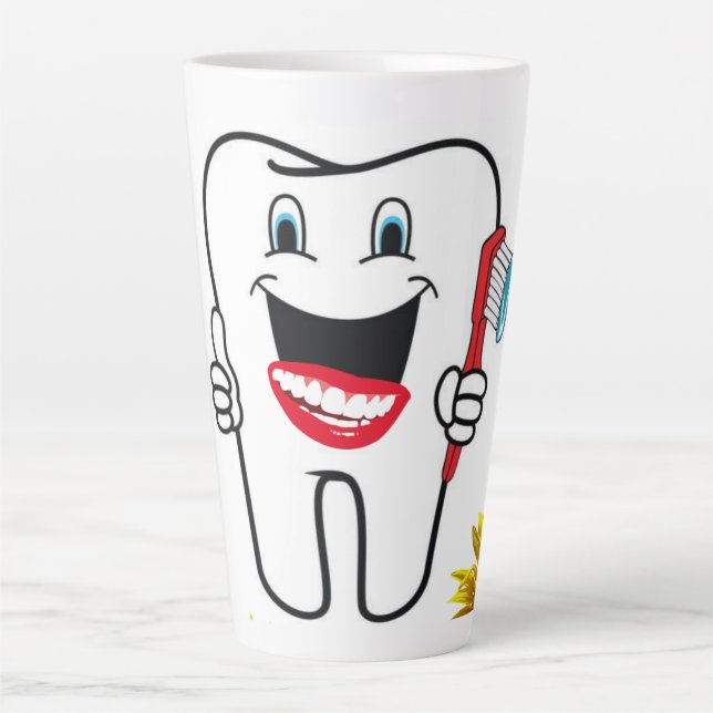 Caneca De Café Latte Dentista De Girassol Latte Mug (Frente)